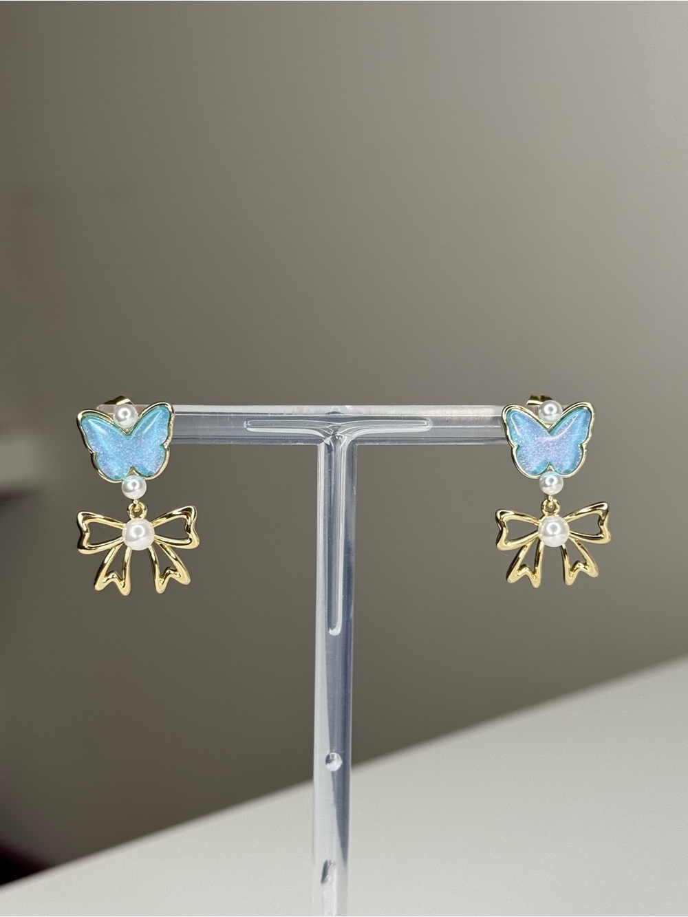 Goldplated Bow & Butterfly Drop Earrings - Women Jewelry